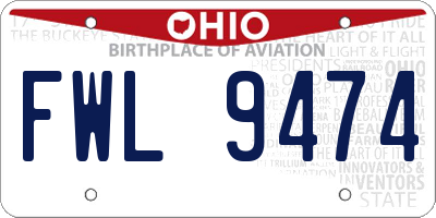 OH license plate FWL9474