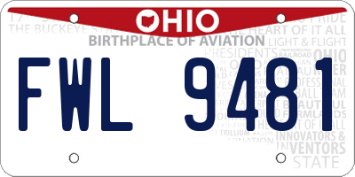 OH license plate FWL9481