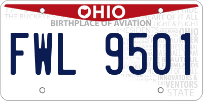 OH license plate FWL9501