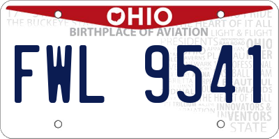 OH license plate FWL9541