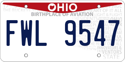 OH license plate FWL9547