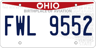 OH license plate FWL9552