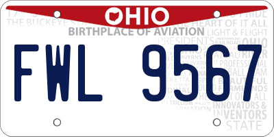 OH license plate FWL9567