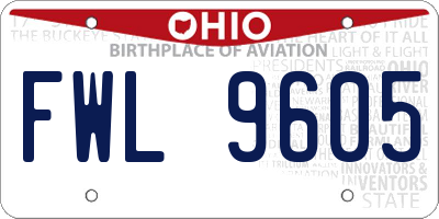 OH license plate FWL9605