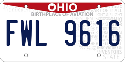 OH license plate FWL9616