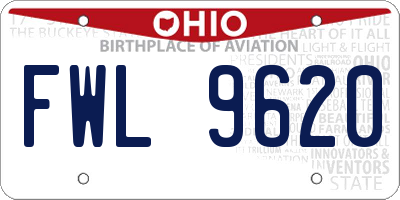 OH license plate FWL9620