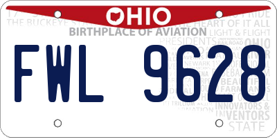 OH license plate FWL9628