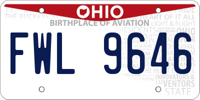 OH license plate FWL9646