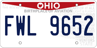 OH license plate FWL9652