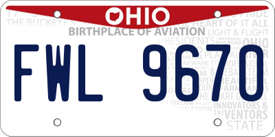 OH license plate FWL9670