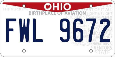 OH license plate FWL9672