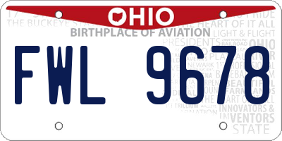 OH license plate FWL9678