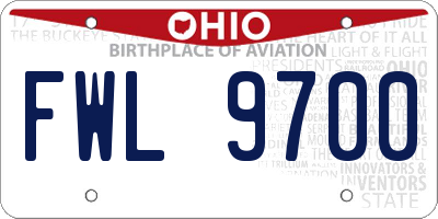 OH license plate FWL9700