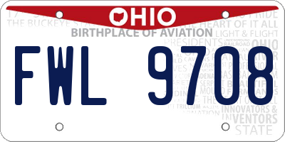 OH license plate FWL9708