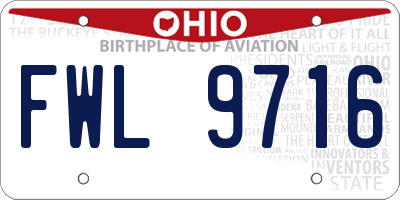 OH license plate FWL9716