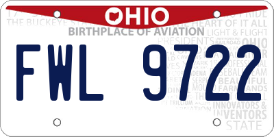 OH license plate FWL9722