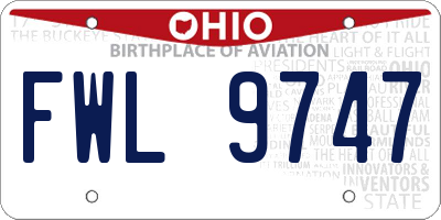 OH license plate FWL9747