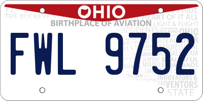 OH license plate FWL9752