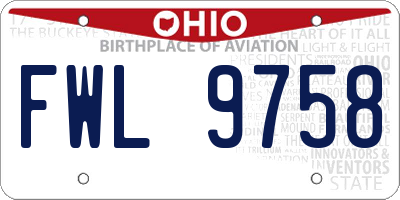 OH license plate FWL9758