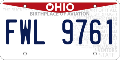 OH license plate FWL9761