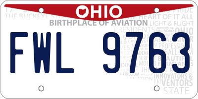 OH license plate FWL9763