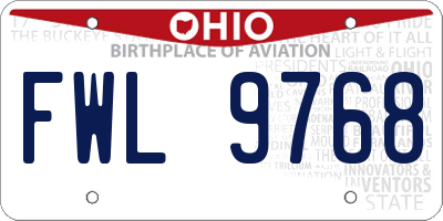 OH license plate FWL9768