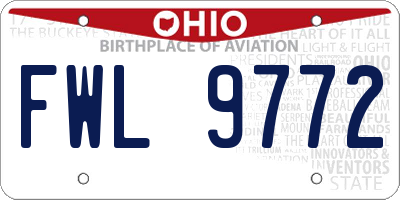 OH license plate FWL9772