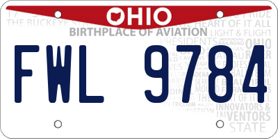 OH license plate FWL9784