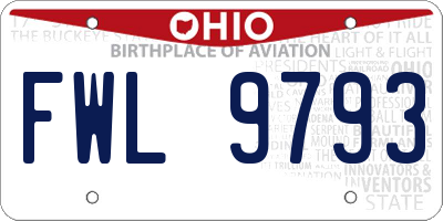 OH license plate FWL9793