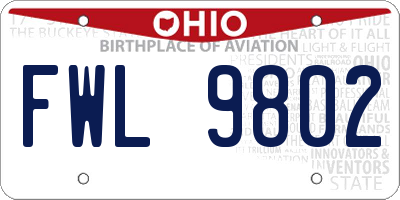 OH license plate FWL9802