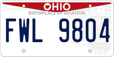 OH license plate FWL9804