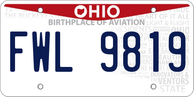 OH license plate FWL9819