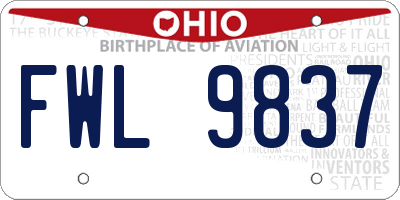 OH license plate FWL9837
