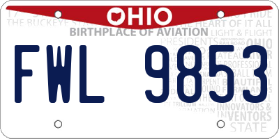 OH license plate FWL9853