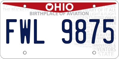 OH license plate FWL9875