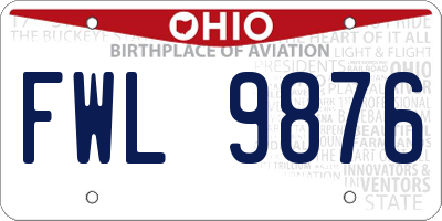 OH license plate FWL9876