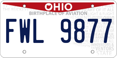 OH license plate FWL9877