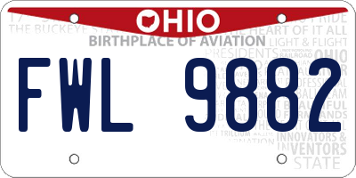 OH license plate FWL9882
