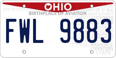 OH license plate FWL9883