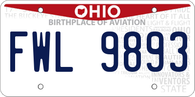 OH license plate FWL9893