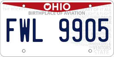 OH license plate FWL9905