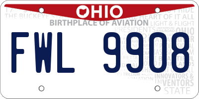 OH license plate FWL9908