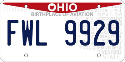 OH license plate FWL9929