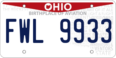 OH license plate FWL9933