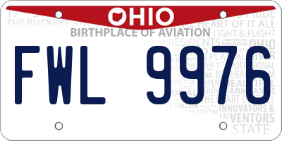 OH license plate FWL9976