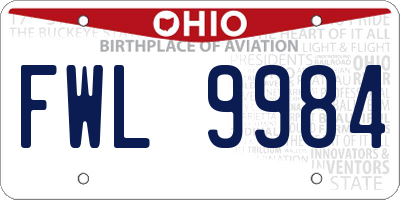 OH license plate FWL9984