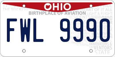 OH license plate FWL9990