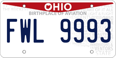 OH license plate FWL9993