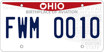 OH license plate FWM0010
