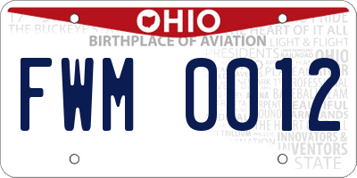 OH license plate FWM0012